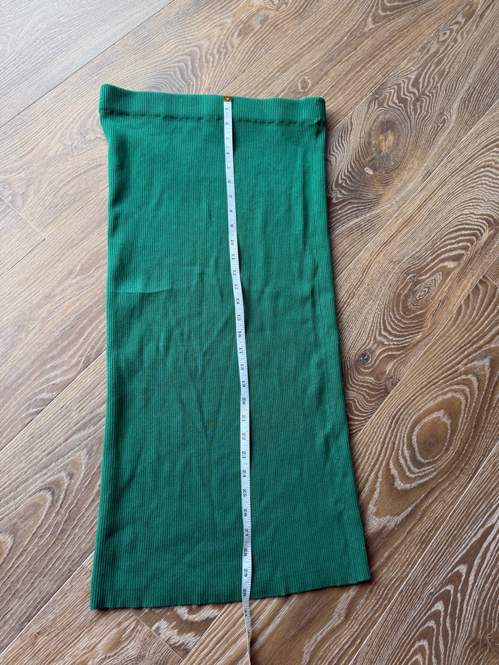 ZARA Green Ribbed Knit Midi Skirt